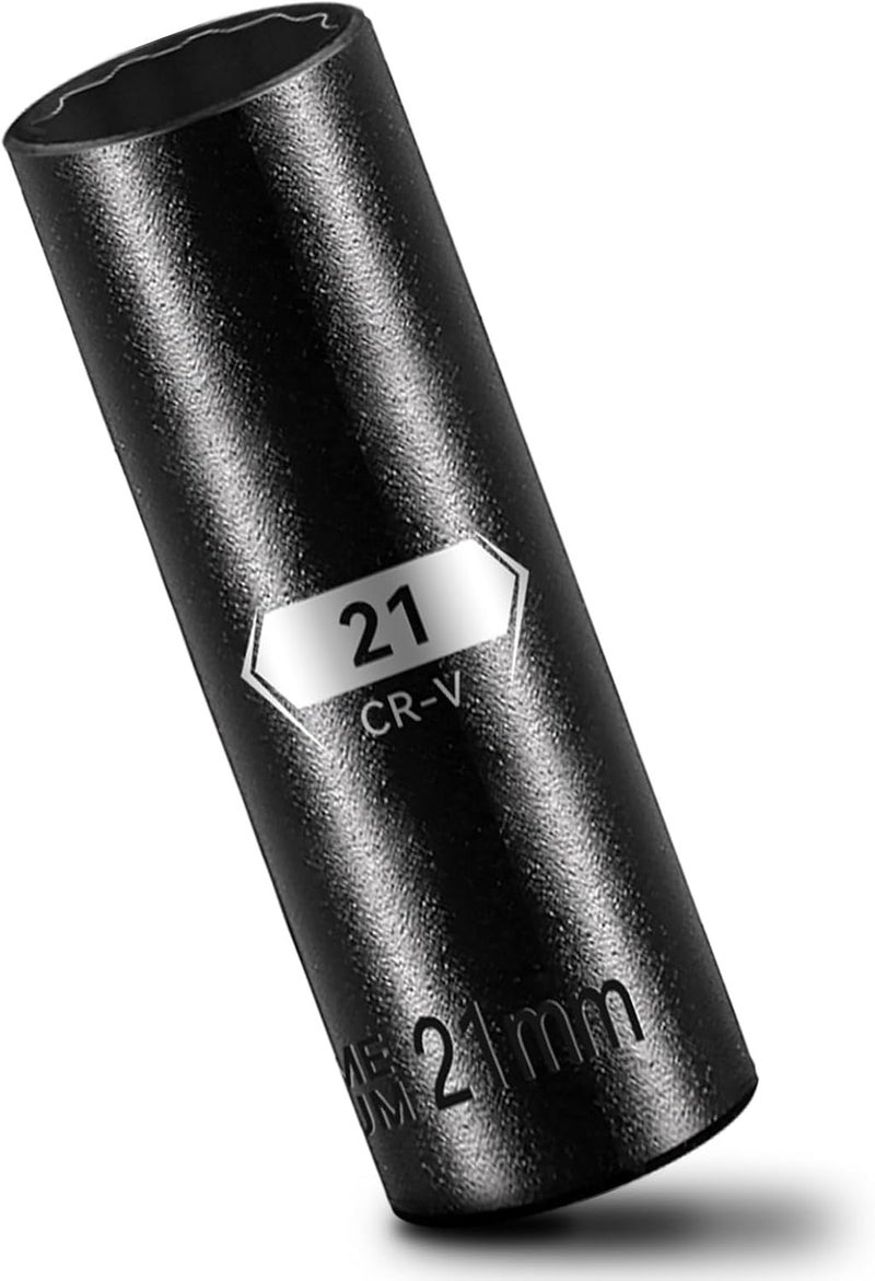 BLACKROBOT 21 mm 12-Point Deep Impact Socket, 1/2 Inch Drive, Metric, Cr-V Steel With Black Manganese Phosphate Coating - Image 1